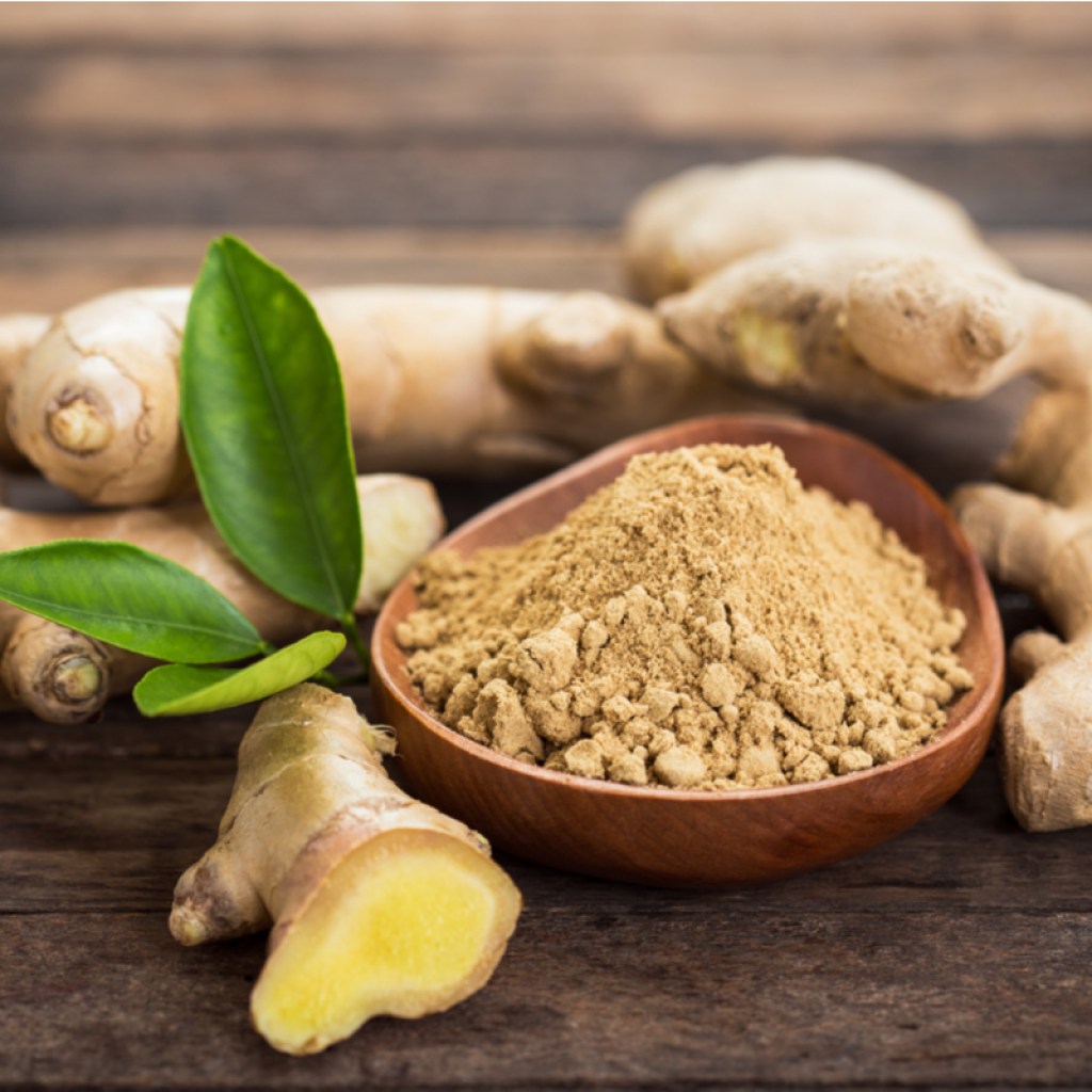 Pieces of fresh ginger root