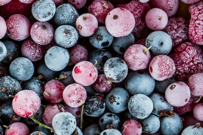 An assortment of frozen berries
