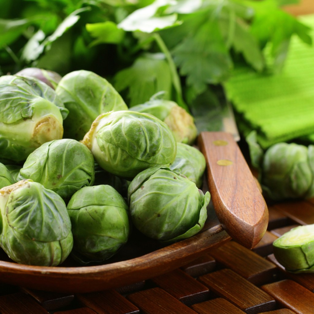 A fresh bowl of Brussels sprouts