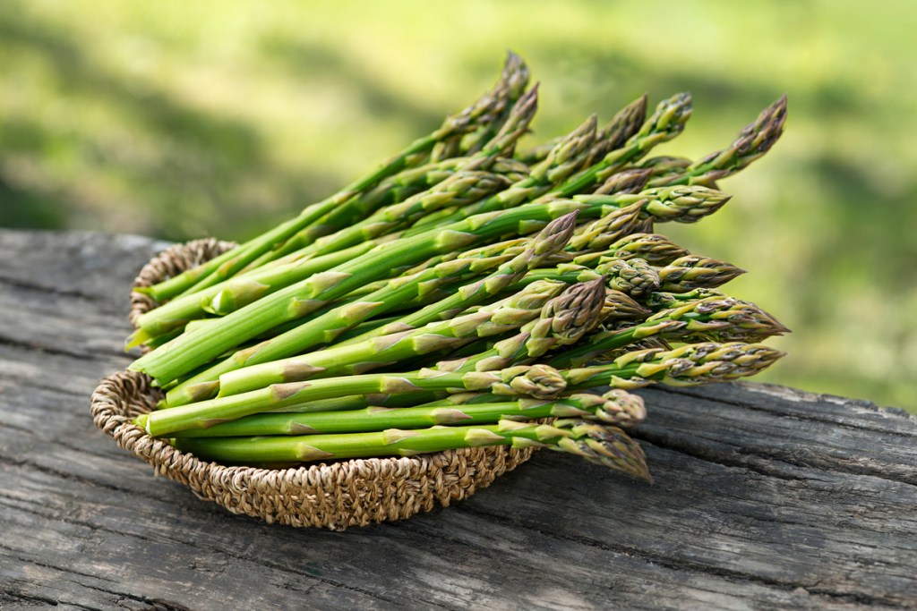 A basket of fresh asparagus