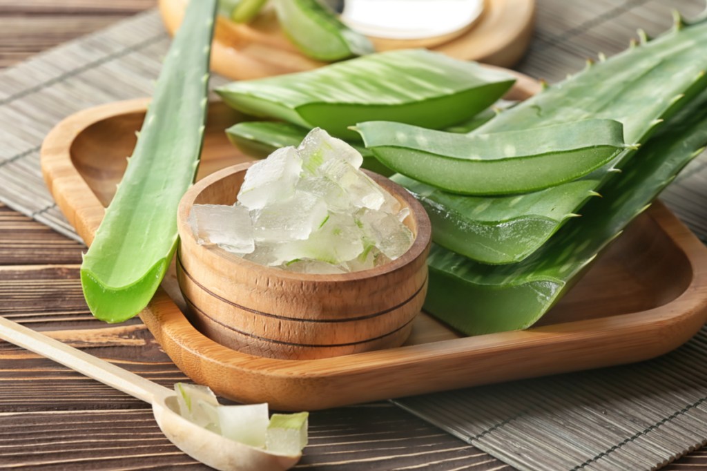Sliced aloe leaves