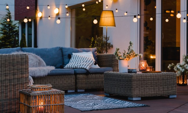 outdoor sitting with lights
