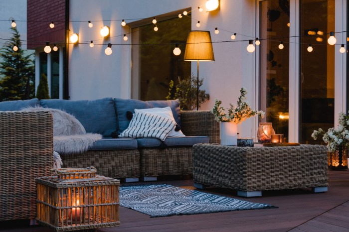 outdoor sitting with lights