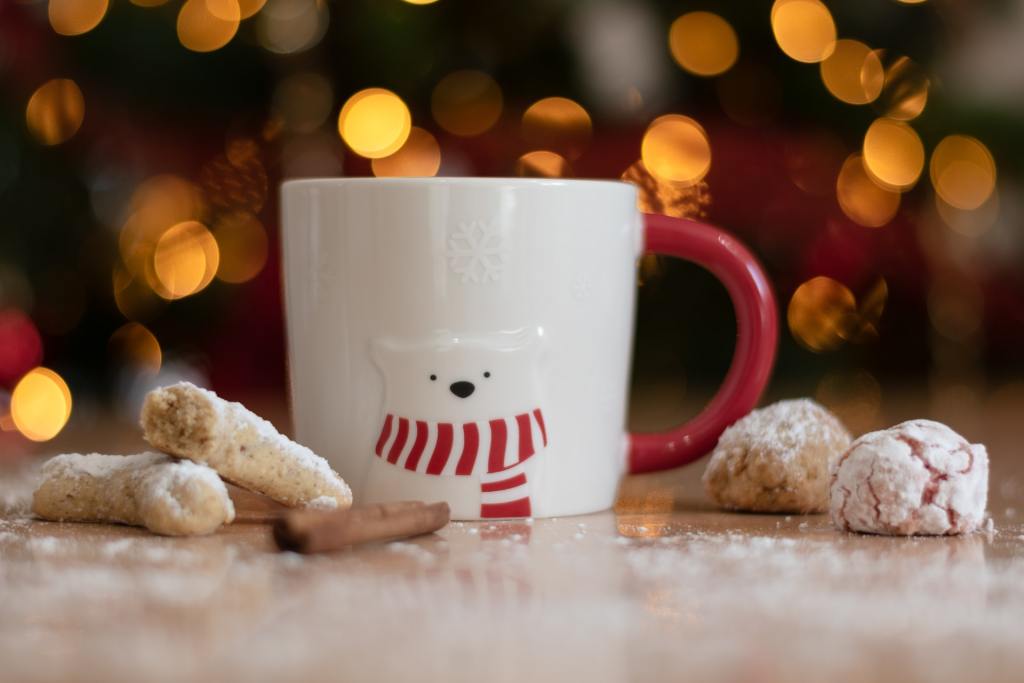 Christmas mug of polar bear in scarf