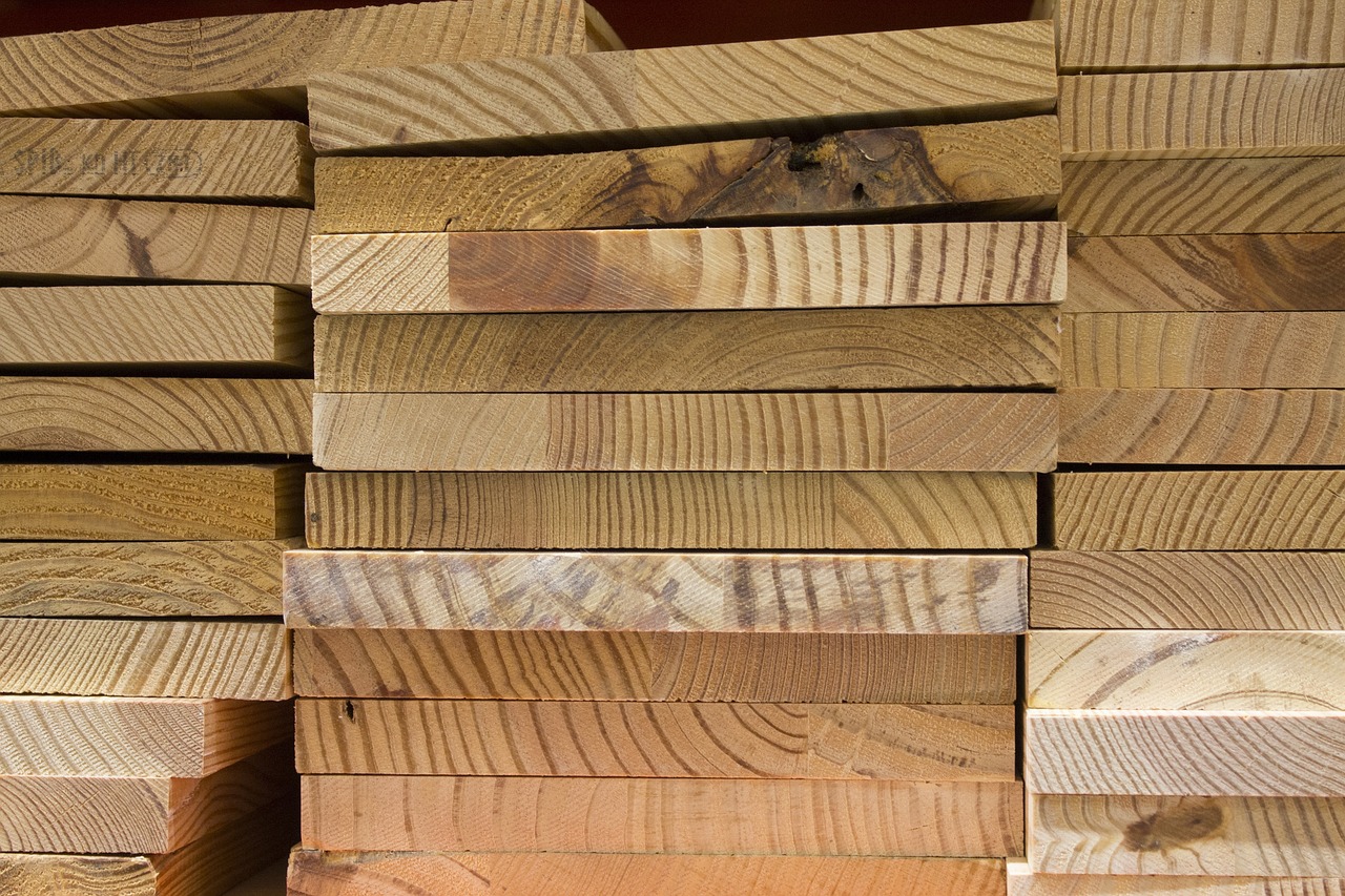 A stack of wooden planks or boards